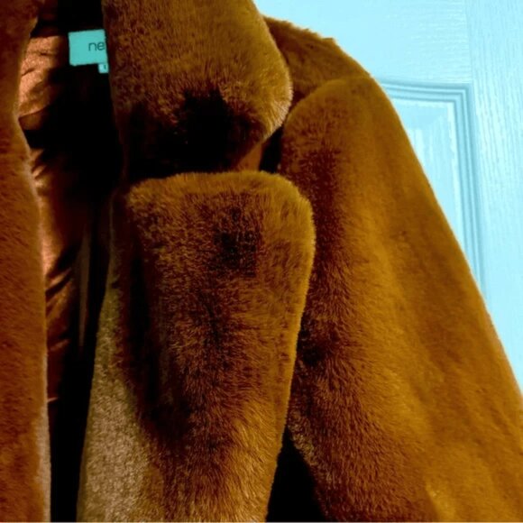 NEXT Chestnut Soft Faux Fur Winter Coat, BROWN, Size L - Picture 4 of 4